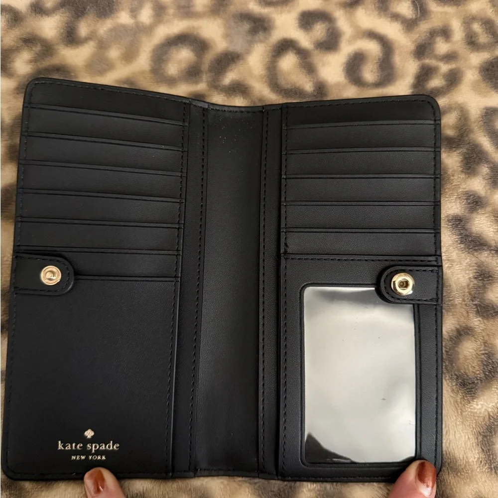 kate spade Black and Blush Leather Long Wallet